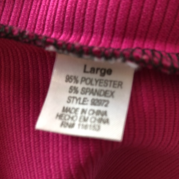 Poof Couture faux leather look top sz L fuchsia and black - Picture 5 of 6